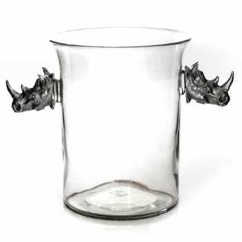 Ice Bucket With Pewter Rhino Heads